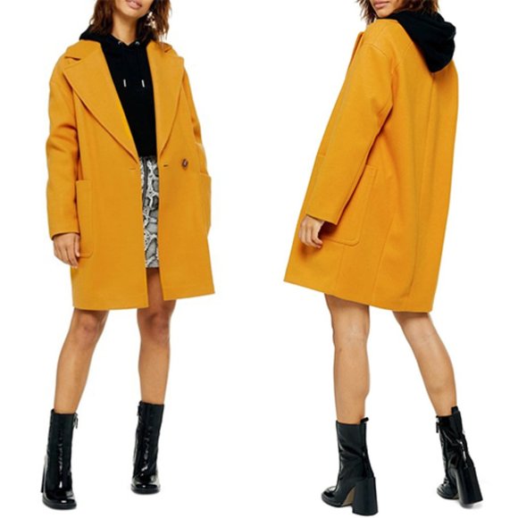 Topshop Jackets & Blazers - NWT TOPSHOP Womens Carly Coat Mustard Yellow